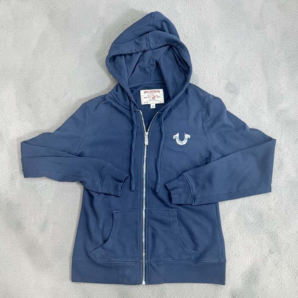 Women’s True Religion Foil Zip Hoodie Navy Blue Medium